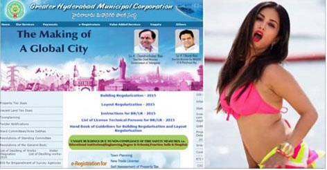 ghmc,sunny leone,ghmc website hacked,sunny leone nude photo  GHMC ని కంగారుపెట్టిన సన్నీలియోన్‌! 